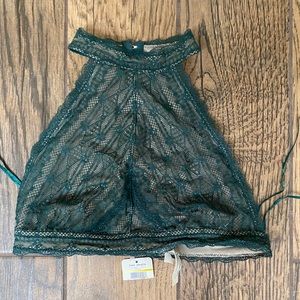 Free people Kiki Halter Bra Emerald Lace